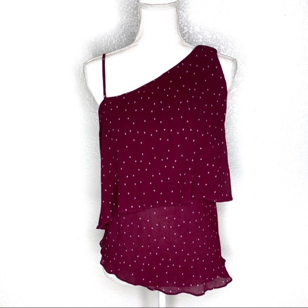 New! Parker Ruffle One Shoulder Top  Maroon Size S